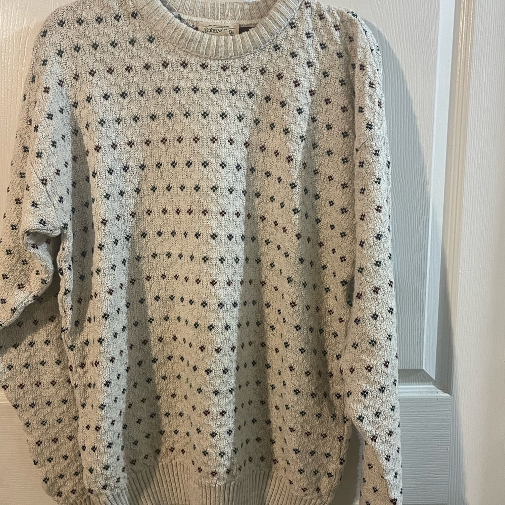 St. John's Bay Beige and Black Crewneck Sweater - Picture 3 of 7